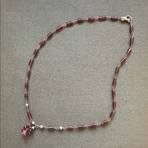 Garnet link necklace with pearls